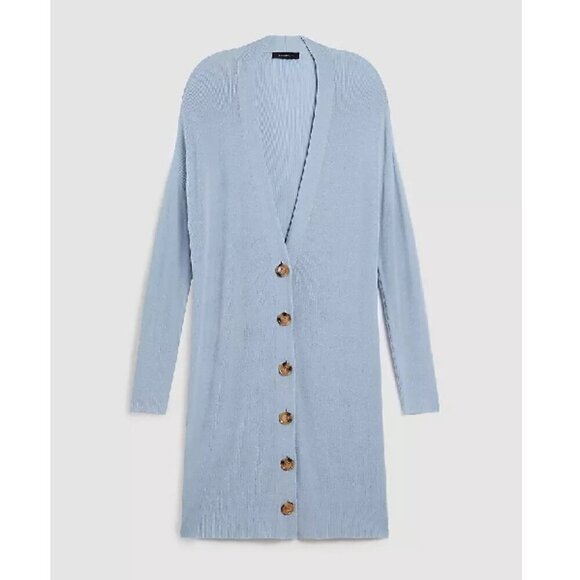 Ann Taylor Ribbed Boyfriend Cardigan Dusty Blue Size XL - Picture 2 of 7